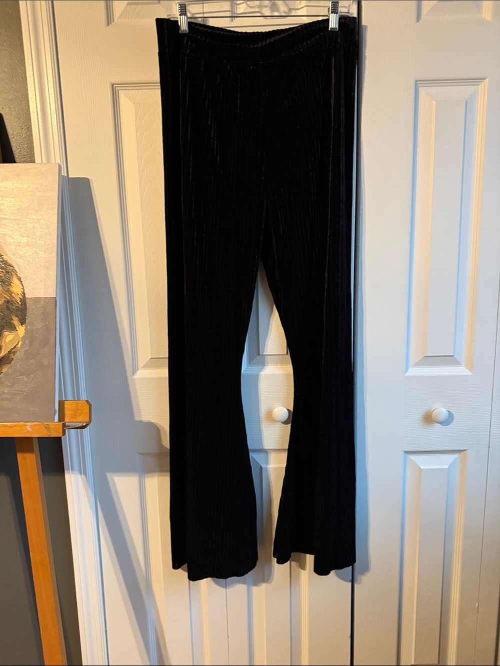 NEW NATURAL LIFE Joplin Velvet Flare Pant Black Rib Bell Bottom NWOT L & XL